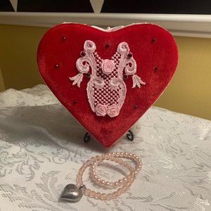 Pink Bracelets & Red Velvet Heart Container